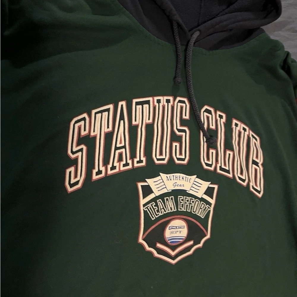 Soybu Forest Green and Black Hooded Sweatshirt with 'Status Club' Graphic